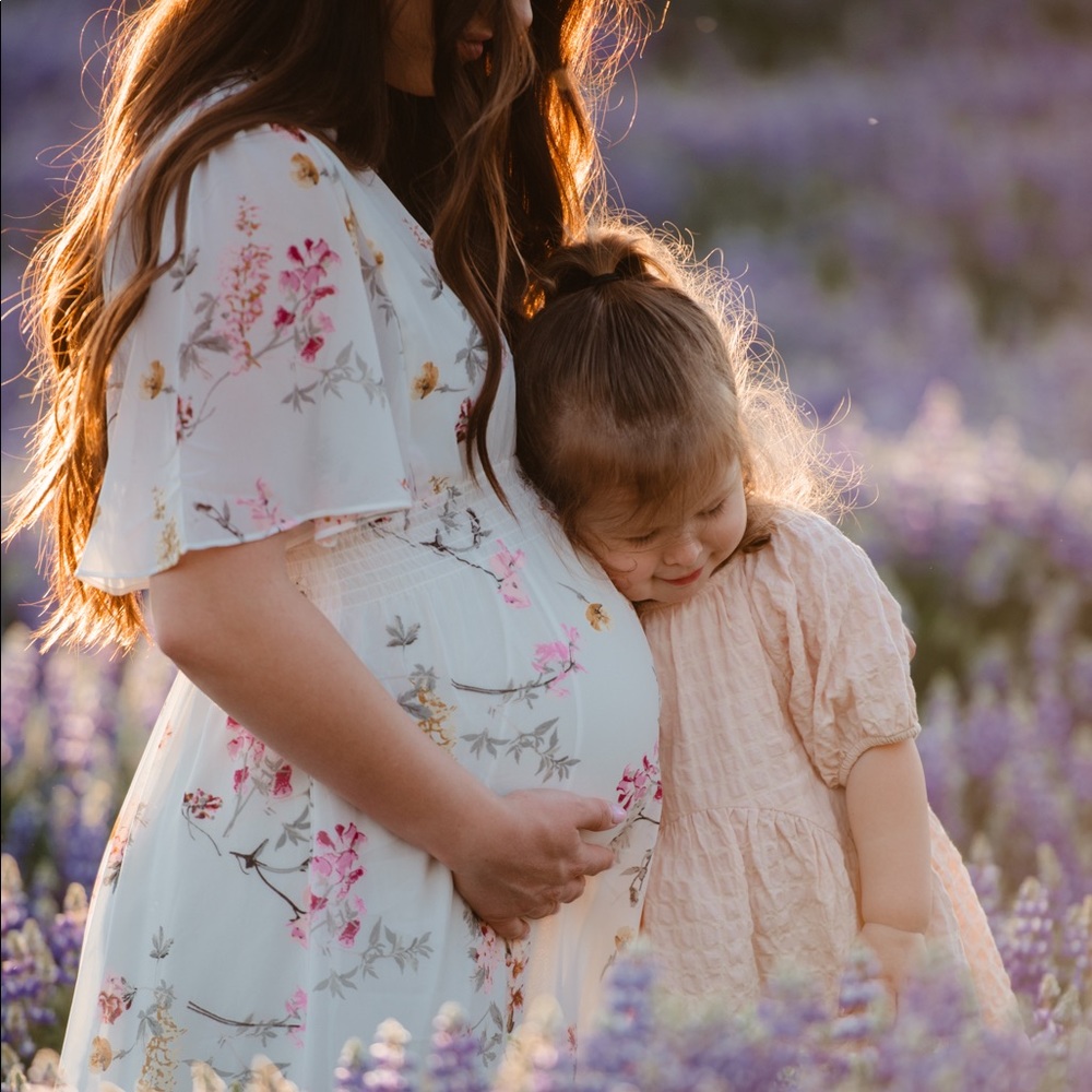 White/floral maternity maxi dress